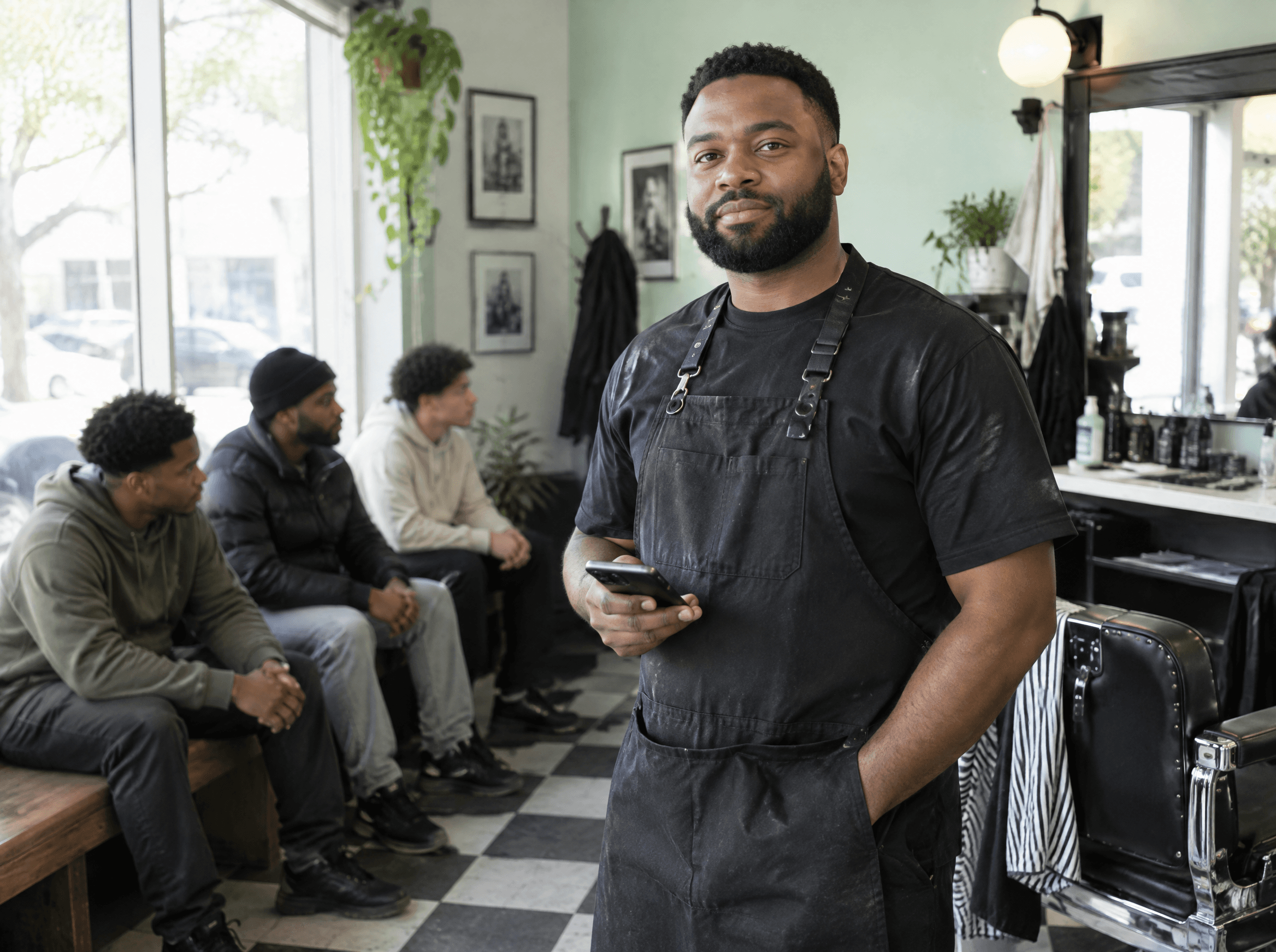 Barber running his salon from his phone